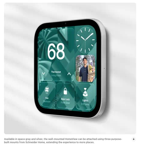 Screenshot from Apple Newsroom: wall-mounted Apple HomeView