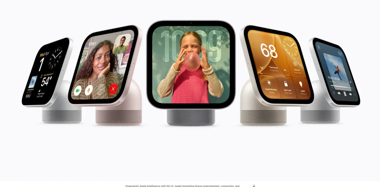 Screenshot from Apple Newsroom: Apple HomeView tabletop product photography