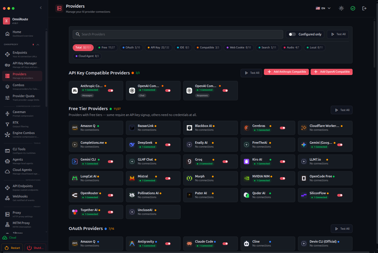 OmniRoute dashboard screenshot from official GitHub docs