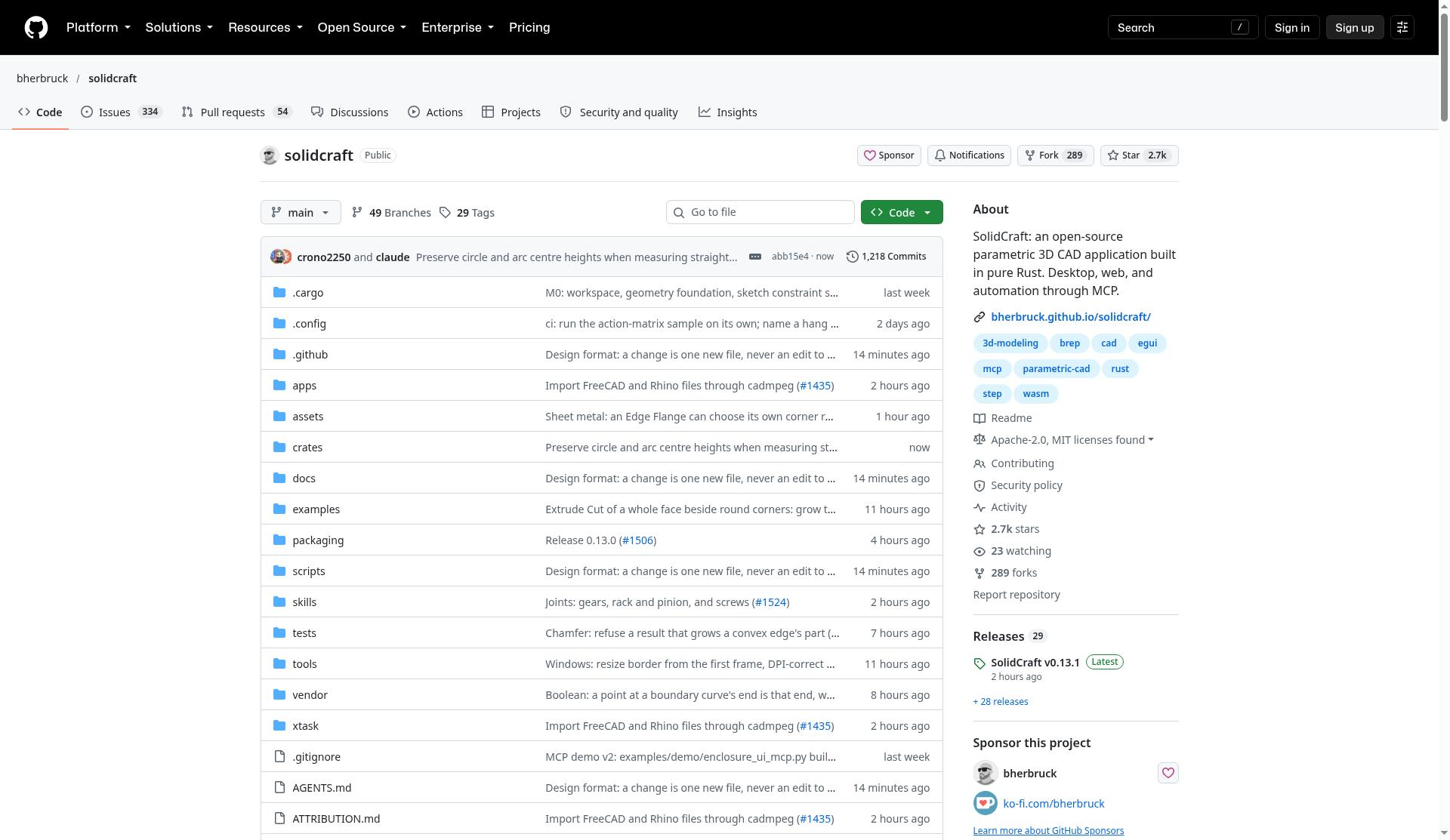 SolidCraft GitHub repository page for bherbruck/solidcraft
